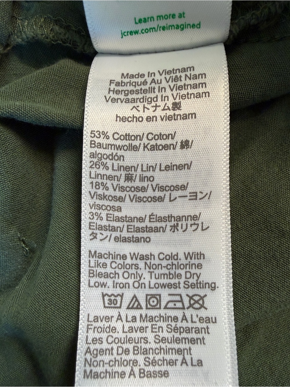 J Crew Olive Cotton Linen Wide Leg Preppy Trouser Pants 31 - Picture 6 of 10